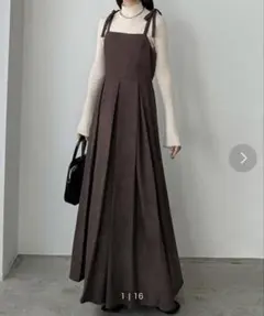 callautia 薄手コーデュロイプリーツキャミワンピース