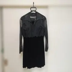 ブラックベルベットドレス（長袖ブラウス付き）