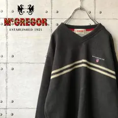 【大人気】 マックレガー ボーダー 刺繍ロゴ Vネック セーター ブラック
