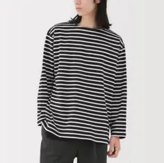 無印 洗いざらし太番手ボートネック九分袖Ｔシャツ Sサイズ