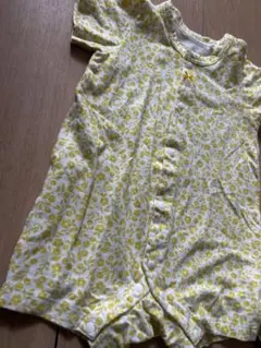 イエロー フラワー柄 ロンパース 60-70cm