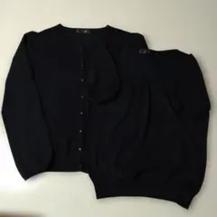 ネイビー ニット カーディガン アンサンブル