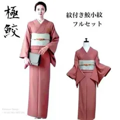 正絹　江戸小紋 極鮫　鮫小紋　紋付　フルセット　裄67 フォーマル