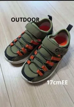 OUTDOOR 17cm オリーブグリーン キッズ　スニーカー　メッシュ