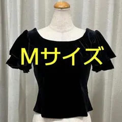お値下げ　#479-2　新品　フラメンコ　ブラウス　ベロア　ブラック　Ｍ相当のサムネイル