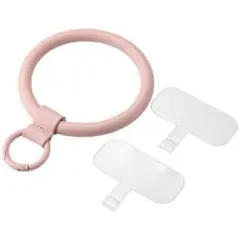 スマホ ハンドストラップ　レザーリング　ピンク &me　ELECOM
