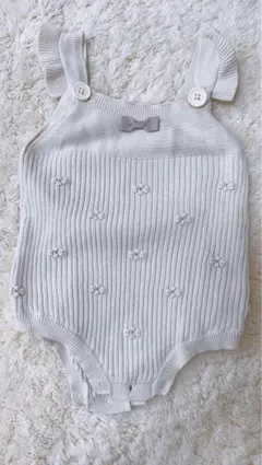 バースデイ　ママラク　mamaraku リブ編みロンパース 花柄刺繍 70cm