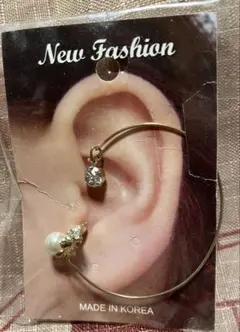 レディース 片耳 ゴールドイヤーカフ パール