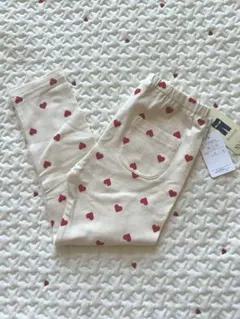 ☆新品未使用☆ 西松屋　レギンス　ストレッチ　10分丈　ハート　ベージュ　110