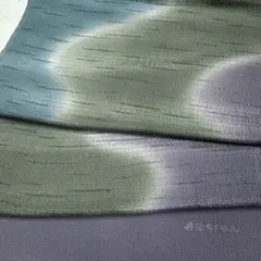 上質な帯揚げ 節のある丹後ちりめんに錆御納戸・御納戸茶・藍色鳩羽染め分け