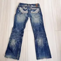 希少y2k レッドペッパー　ウイング 刺繍 デニム