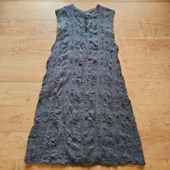 ☆conges payes☆シワ加工グレーブルーロングワンピース☆美品☆
