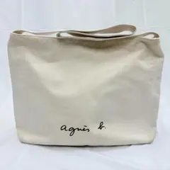 agnes b. アニエスベー ロゴ キャンバス ショルダーバッグ アイボリー