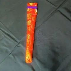 舞扇ケース オレンジ 花柄 紫の紐付き　一本入