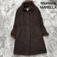 MaxMara ふんわりアルパカ シャギーフーデットコート 42 深みレッド 