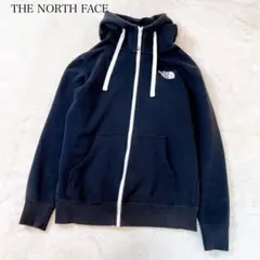 ノースフェイス パーカー フルジップフーディ 古着 ネイビー メンズM 刺繍ロゴ