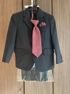 【美品】フォーマルスーツ上下、ネクタイセット【110】