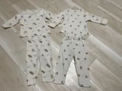 長袖、動物柄ベビーパジャマ2点セット　80