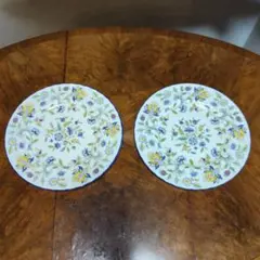 Minton Haddon Hall Blue 花柄皿 2枚セット