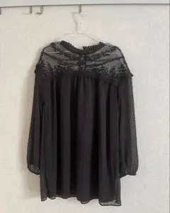 【タグ付き】ZARA 新品 ブラックシースルーレース長袖ワンピース S