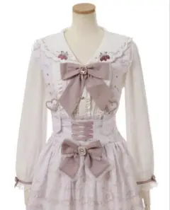 LIZLISA ストロベリー刺繍セーラーリブトップス