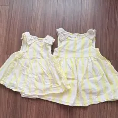プティマイン　姉妹お揃いワンピース　ロンパース　90 70