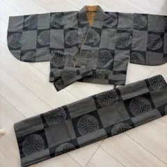 【彦兵衛mini】お買得！久留米書生絣羽織り＆木綿着物セット0823-2 彦兵衛mini】お買得！久留米書生絣羽織り＆木綿着物3点セット0924-7