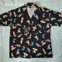 専用新品 メンズLL ミッキーマウス&サーフ総柄 アロハシャツ黒のサムネイル