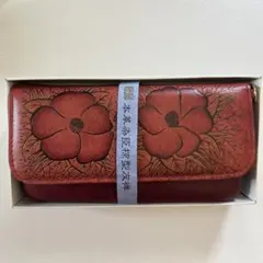 Dakota】ダコタ カットワーク ラウンドジップ長財布 レッド 本革