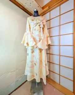 振袖着物リメイクワンピース正絹ウエストリボン付き着丈123センチ身幅60センチ