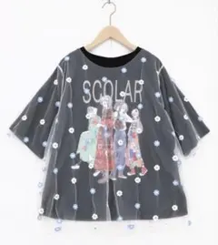 スカラーscolar 162674：スカラーガールズ 花刺繍チュール重ねTシャツのサムネイル