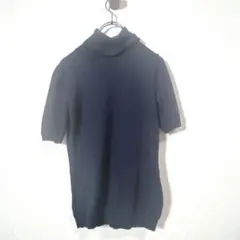 UNIQLO ユニクロ　半袖タートルネックニット　ネイビー　S