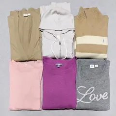 レディースニットセーター、カーディガン、パーカーまとめ売り6点