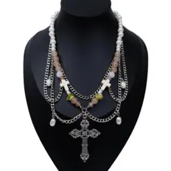 ピンクストーン　フェアリーグランジ　ネックレス　Y2K パール　病みかわゴシック