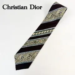 美品Christian Dior ネクタイ 総柄 ストライプ マルチカラー