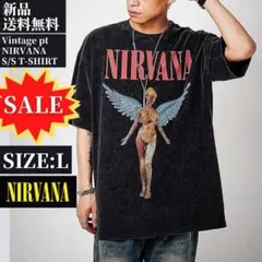 大人気⭐新品・ヴィンテージ加工NIRVANA ニルヴァーナ Tシャツ バンT L