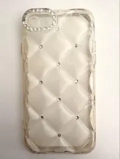 iPhone用クリアケース キルティング・ストーン装飾付き