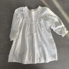 【超美品】bonpoint 小花柄 長袖フリル付きワンピース ボンポワン