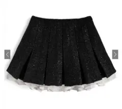 grl gm838インパン裏地付きフリルツイードプリーツミニスカート S