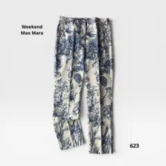 美品 ウィークエンド マックスマーラ 花柄 パンツ 青 ブルー 洗える 綿のサムネイル