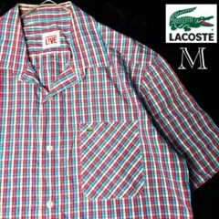 LACOSTE ラコステ 刺繍ロゴ Mサイズ チェックシャツ 半袖シャツ 美品のサムネイル