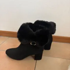 OPAQUE.CLIP ファー付きショートブーツ ブラック 23.0cm
