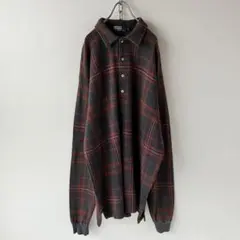 80s~90sUSA製ポロラルフローレン4ボタン長袖ポロシャツLポニー無し無地