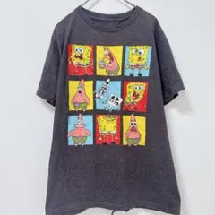 スポンジボブ Tシャツ 【M相当】ダークグレー レディース 半袖 プリント