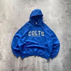 ギルダン USA古着 COLTS プリント パーカー スウェット フーディ XL
