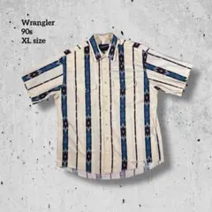 90s US輸入 Wrangler ネイティブ柄 ウエスタン半袖シャツXL