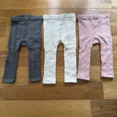 ユニクロ★ケーブル編みデザインタイツレギンス３点セット80cm