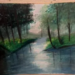 風景画◇小径◇新品 美品【水性絵具/アクリル/色鉛筆】◇防水&丁寧梱包