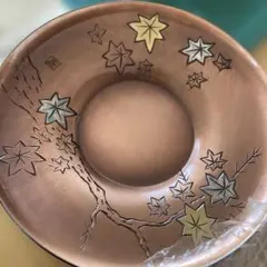 銅仕上げ茶托 5枚セット 紅葉模様