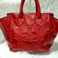 美品✨ヴィヴィアンウエストウッド パテントトートバッグ レッド系 エナメル